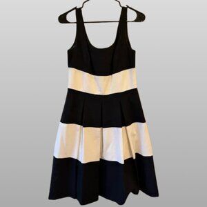 Lauren by Ralph Lauren Black and White Striped Midi Dress| Size 4